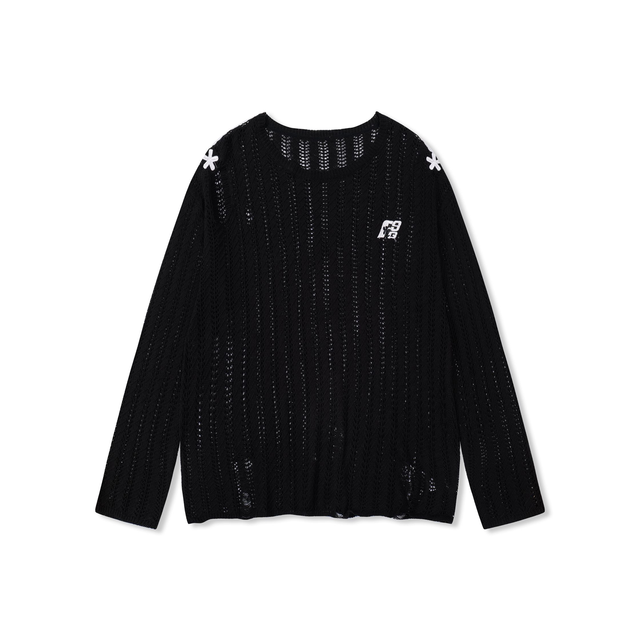Focus Storm Hollow-Out Sun-Protective Top Women's Summer 2025 New Loose Slimming Versatile Pullover Long Sleeve T-shirt 61618# zx - Focus Storm