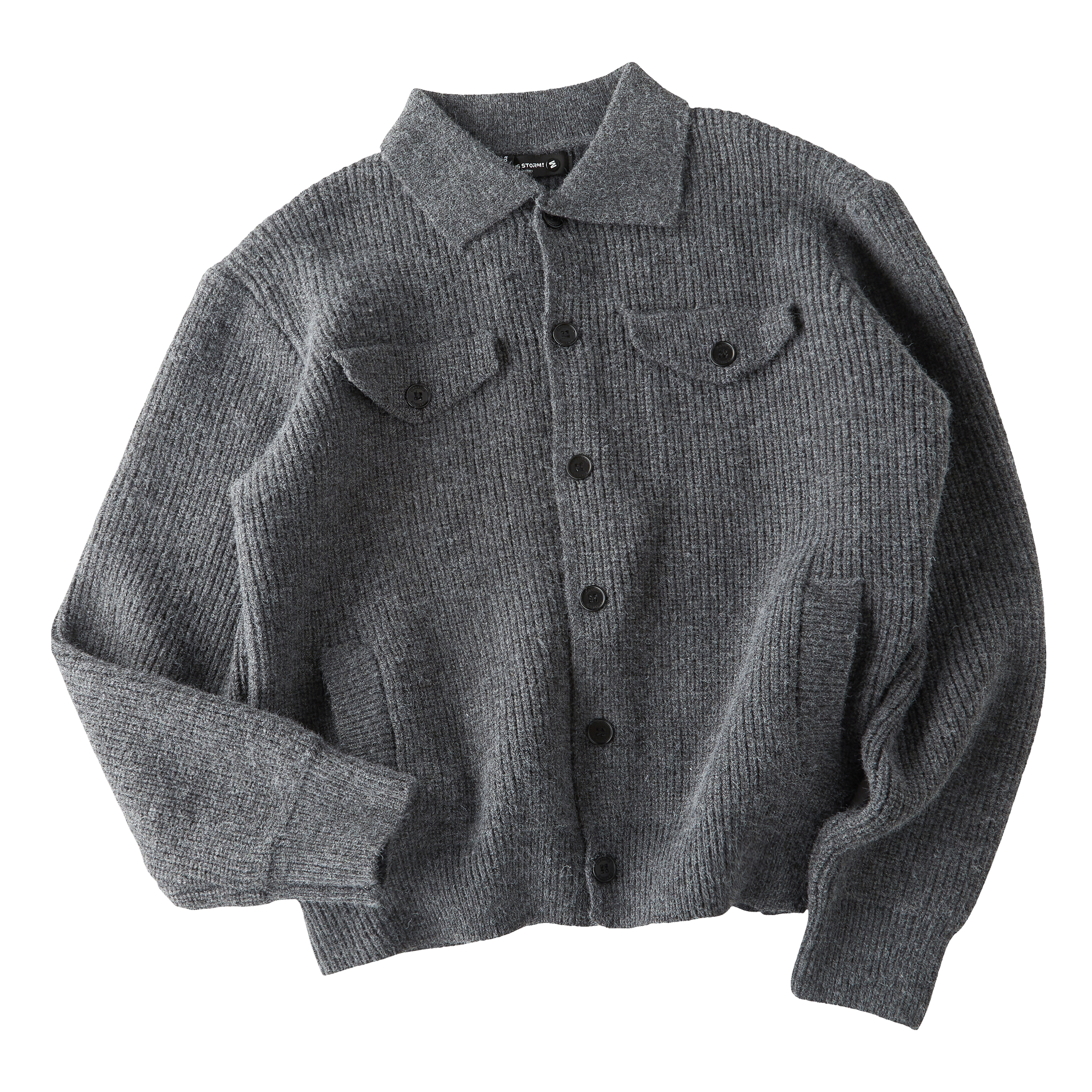 2026 Early Spring! Focus Storm Heavyweight Multi-pocket Lapel Versatile Casual Knitted Cardigan 60017# zx - Focus Storm