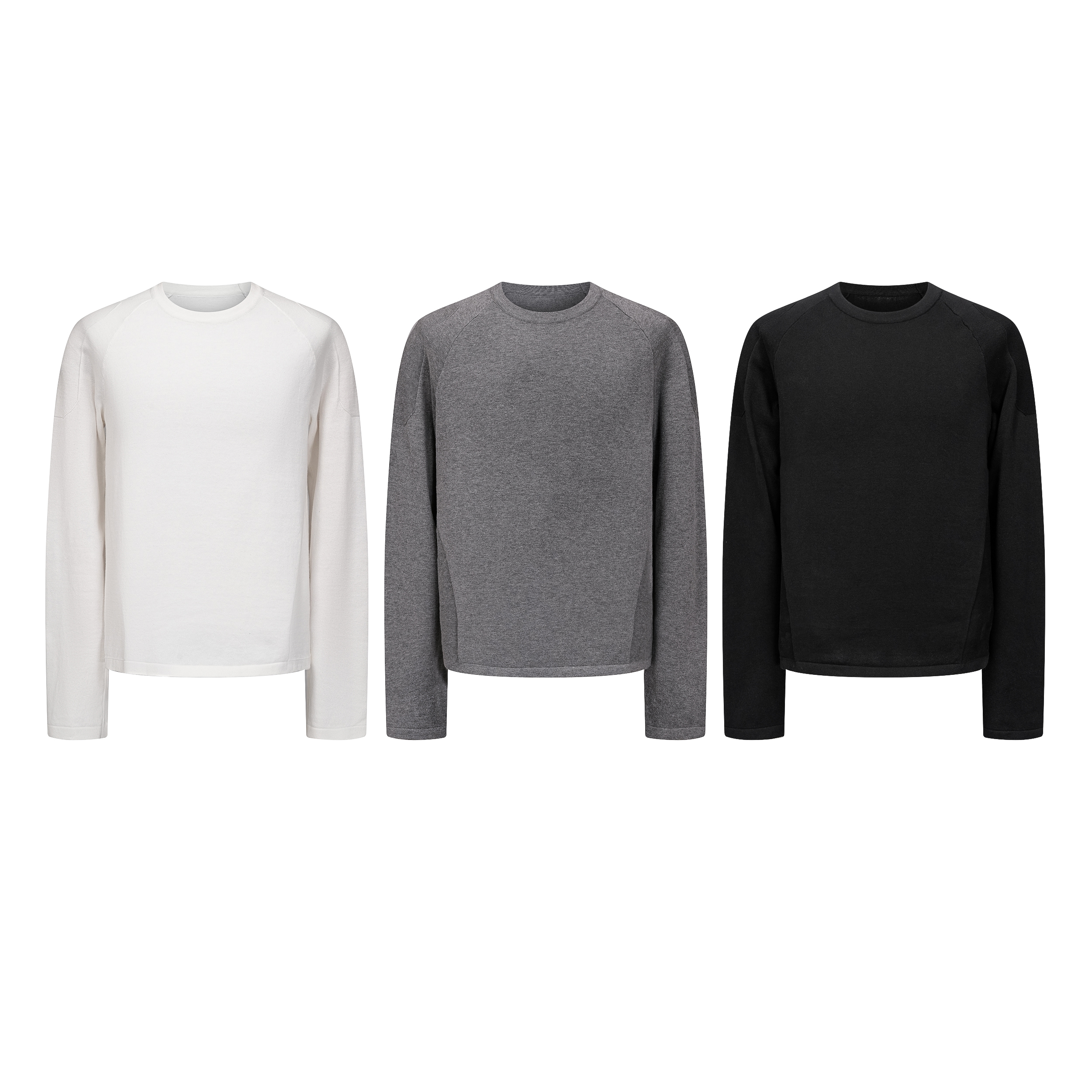 Early Spring 2026! Focus Storm Minimalist Solid Color Crew Neck Long Sleeve T-Shirt 63100# zx - Focus Storm